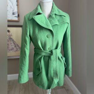 GIACCA Light Green Single Button Belted Wool Pea Coat